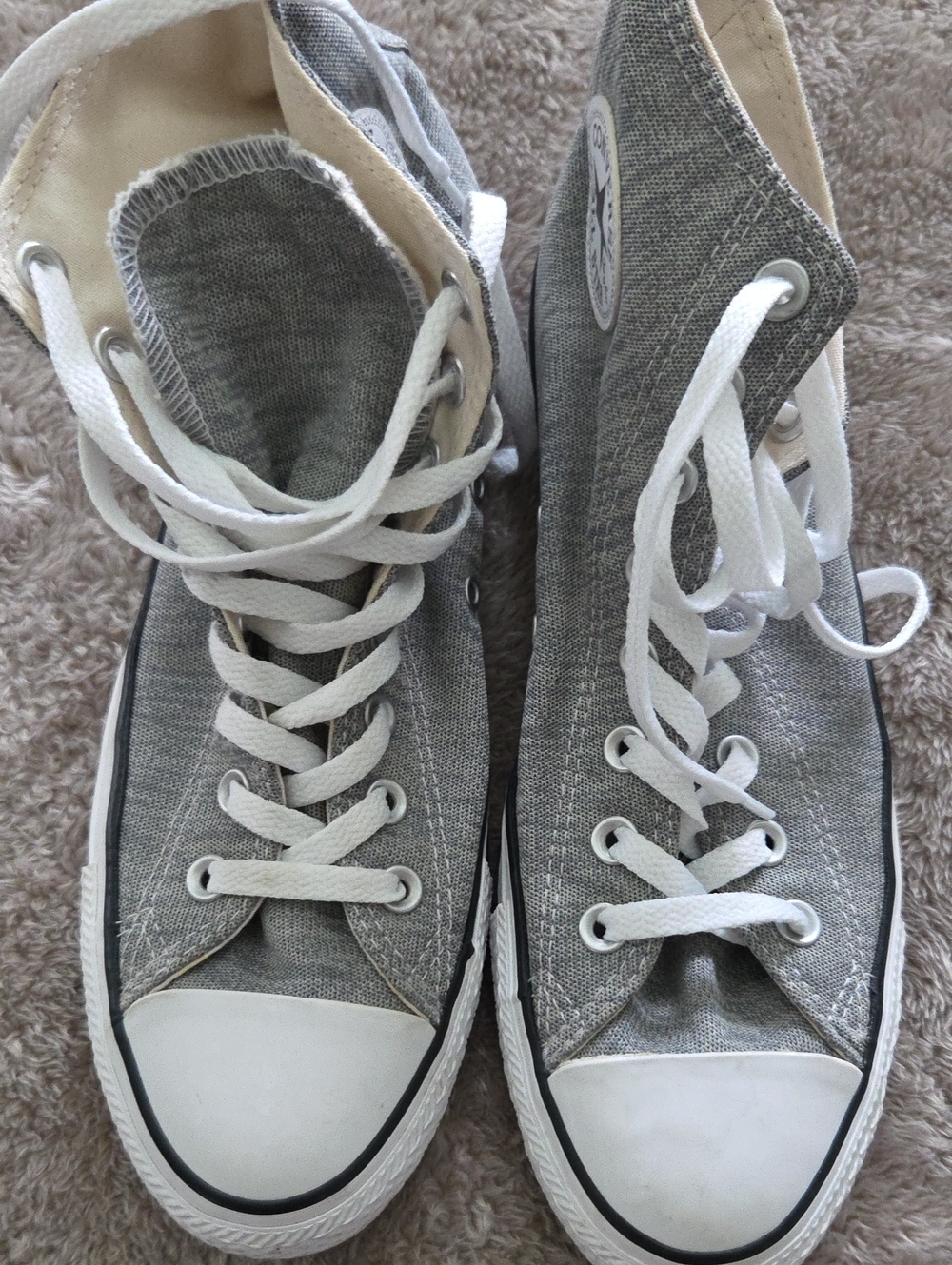 Converse Gray High-Top Canvas Sneakers with White Trim